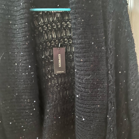 NWT EXPRESS sequin black cardigan size small - Picture 3 of 4